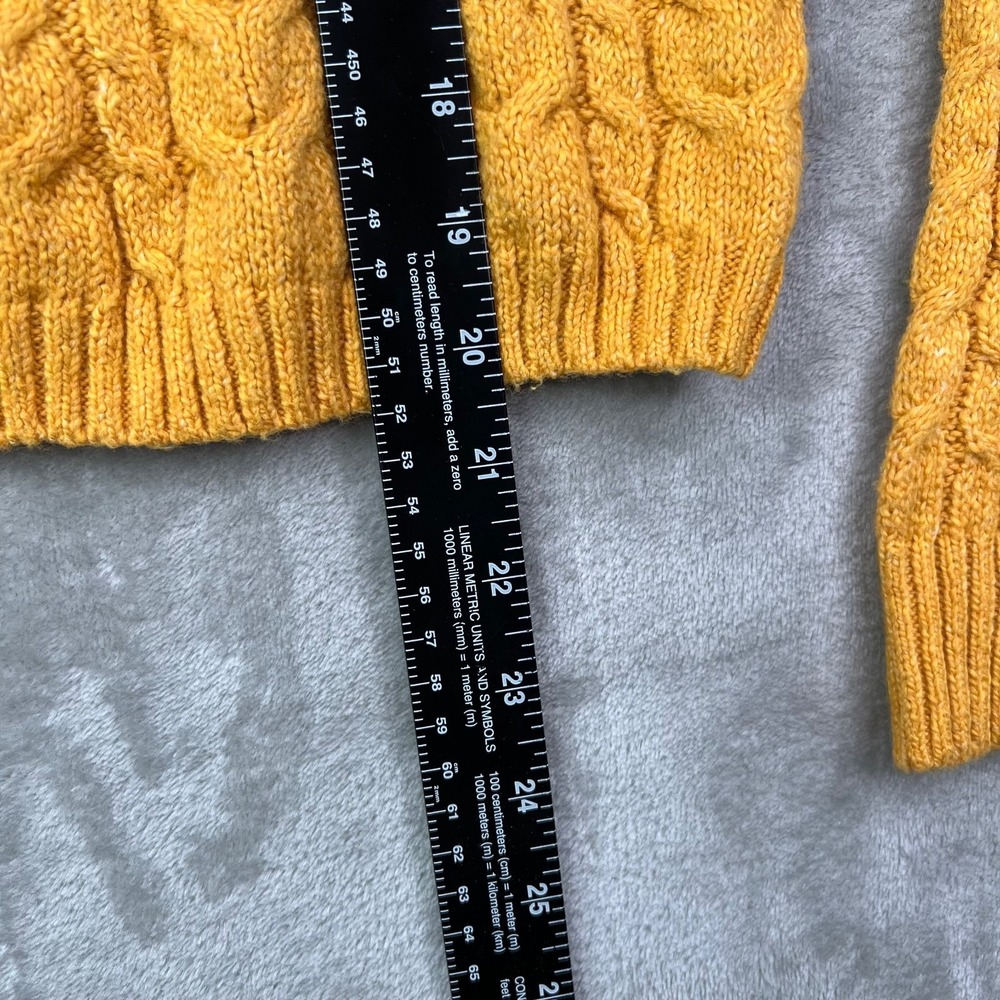 American Eagle AE Fisherman Crew Neck Sweater‎ Womens Medium Yellow Cable Knit - Picture 6 of 10